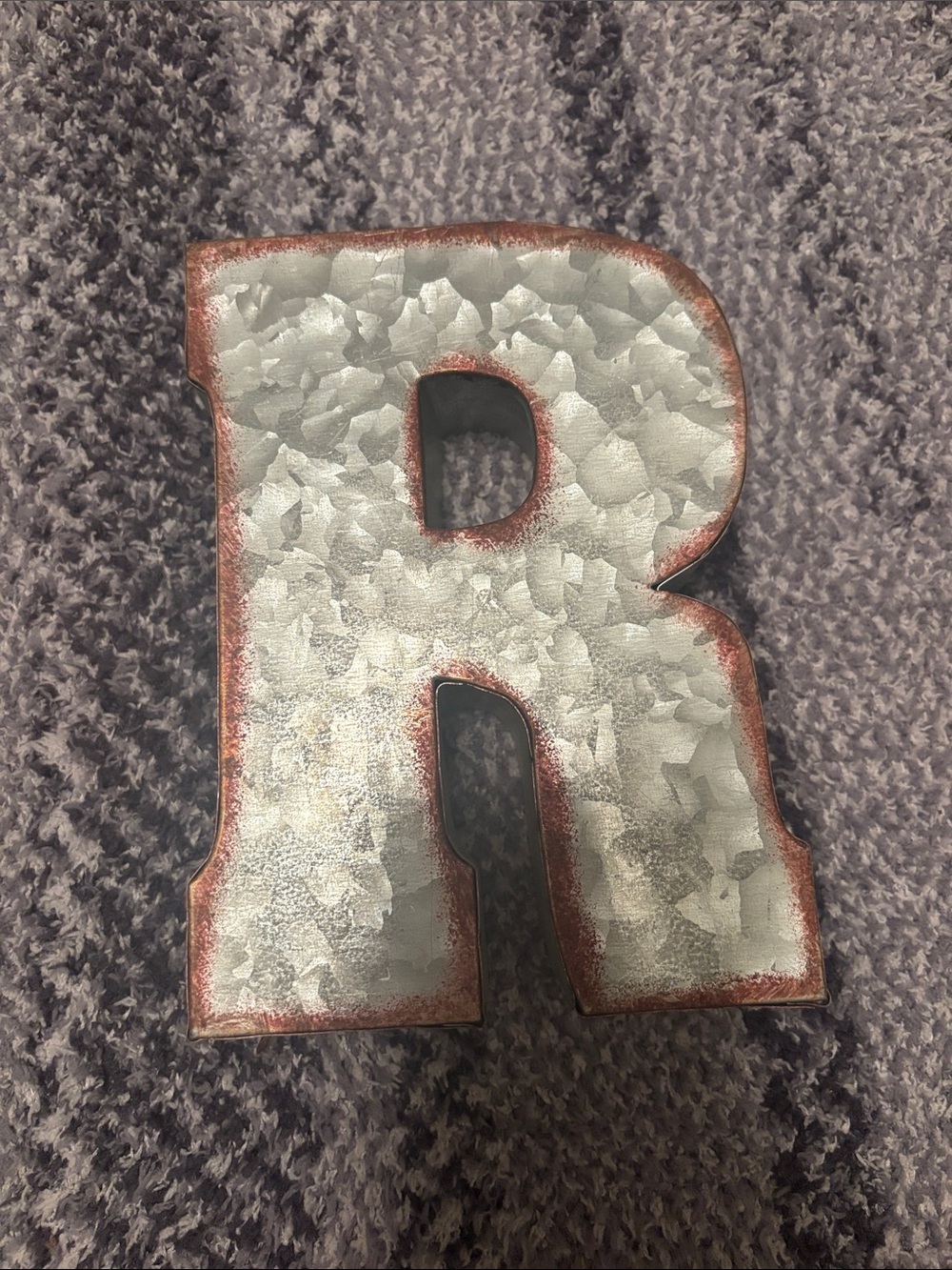 Metallic Silver 'R' Wall Letter with Rustic Copper Edge - Home Accents